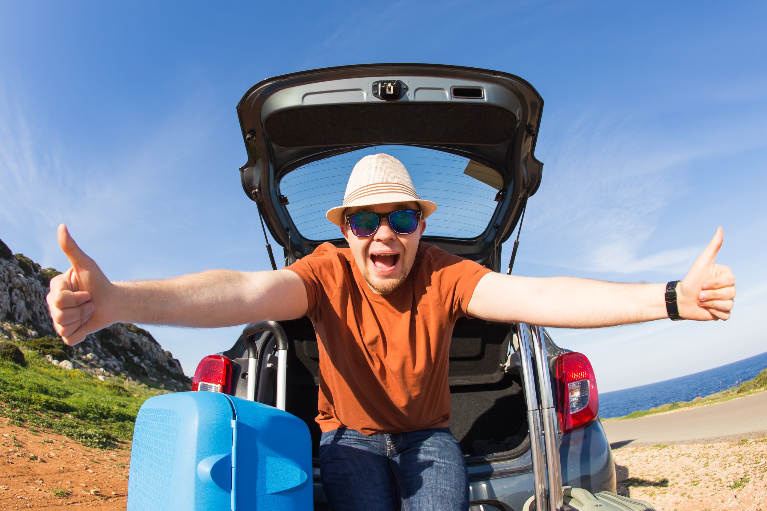 Happy traveler enjoying vacation